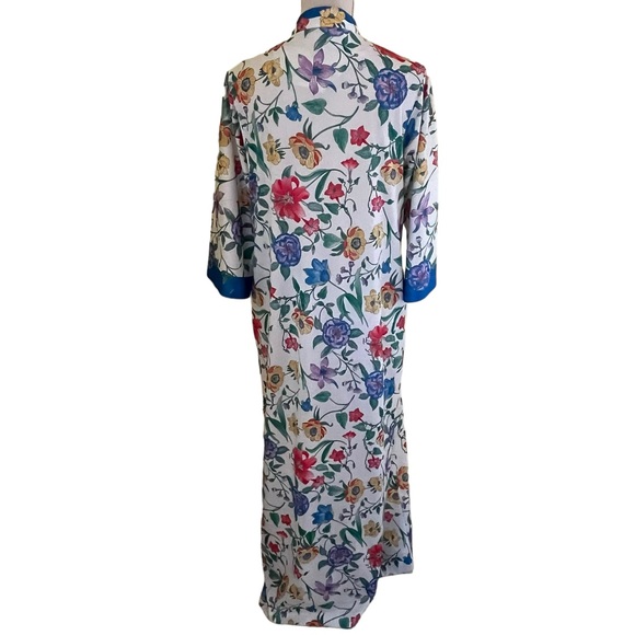 Evelyn Pearson Floral with Blue Accents Vintage Robe/Caftan M - Picture 5 of 11